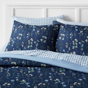 Room Essentials - 7pc King Floral Printed Microfiber Reversible Comf Navy